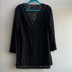 Elegant Black Lace Tunic Top
